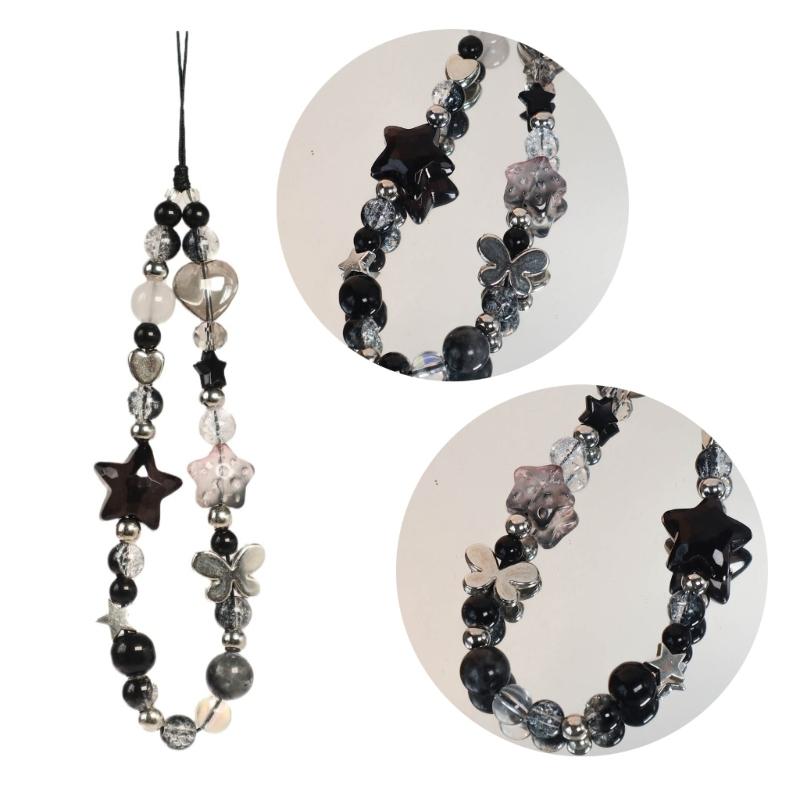 Fashion Cute Cellphone Lanyard Bracelet Mobile Phone Strap Elegant Colorful Beaded Pendant Antilost Wrist Chain Jewelry