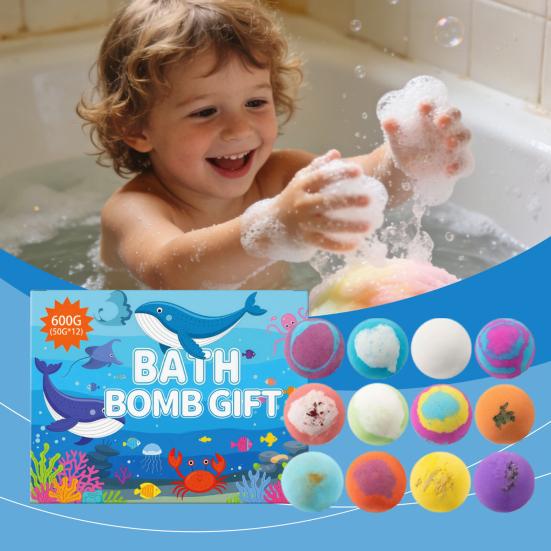 12Pcs Bath Bombs Set with Toy Fizzy Spa Ball for Kids Adults Moisturizing Skin-Softening Portable Travel Relaxation Kit for Beach Pool Home