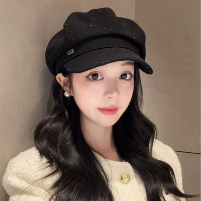 Black Octagonal Hats Make Kids Look Good On Instagram In Spring and Autumn. Small Berets Are Versatile and Go Well with Newsboy Hats