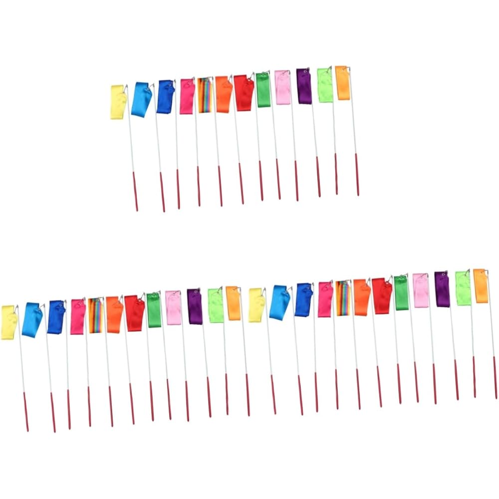 

Kids Dance Ribbon Streamer Set 24 Pieces Assorted Colors Gym Rhythm Sticks 400x5cm