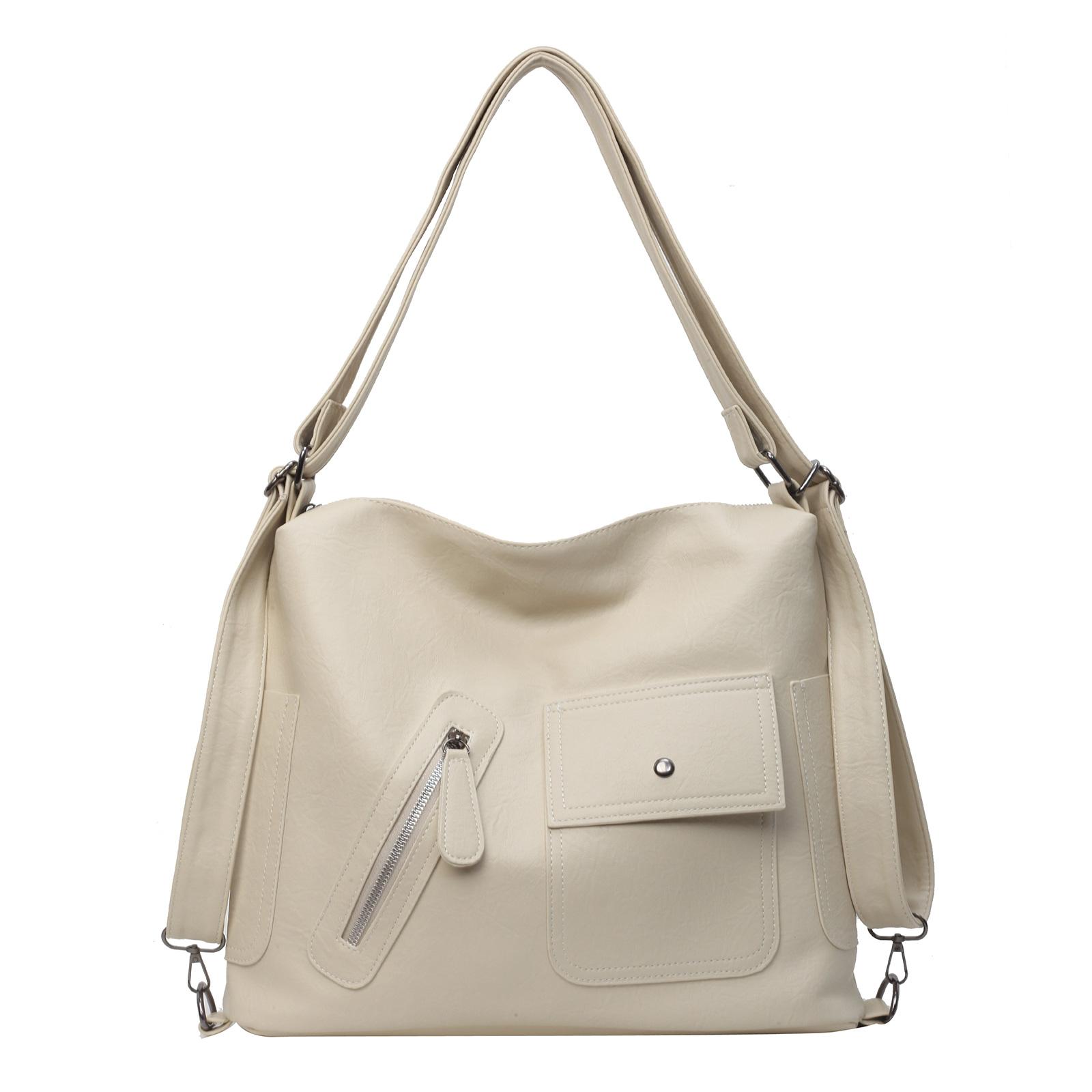 Large Capacity Backpack for Women Casual Shoulder Bag Simple Crossbody Bag PU Leather Messenger Bag Student School Bag