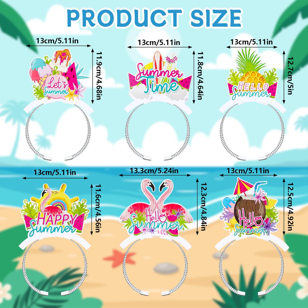 12 Pcs Hawaiian Party Headband Summer Headbands Tropical Fruit Hair Band