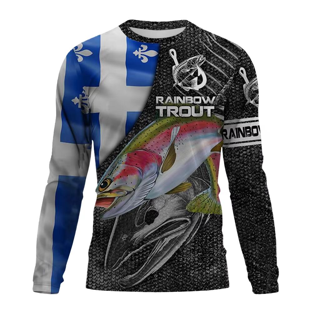 Fishing Graphic Men Fashion Tops Men's Clothing Outdoor Sun Protection Tee Men's Long Sleeve T-Shirt