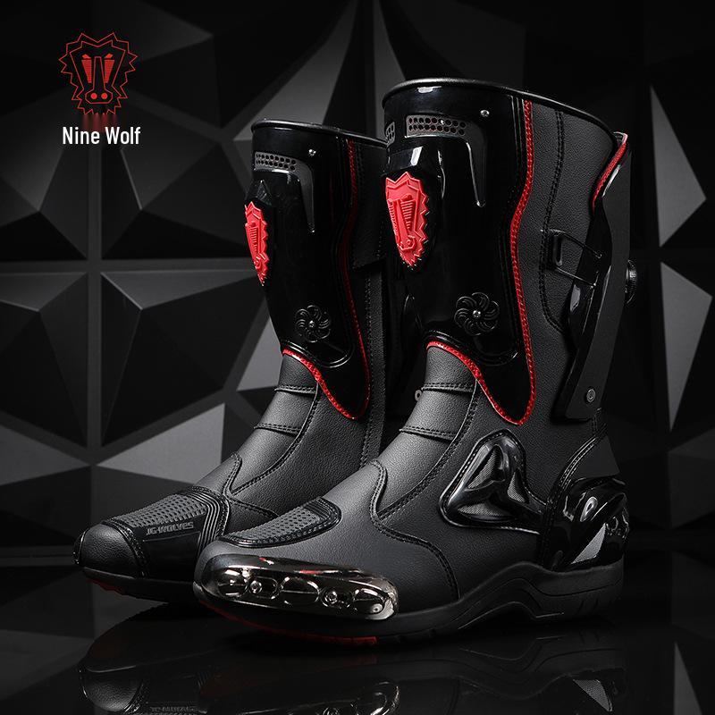 Unisex High-Top Off-Road Motorcycle Riding Boots with Rotary Buckle