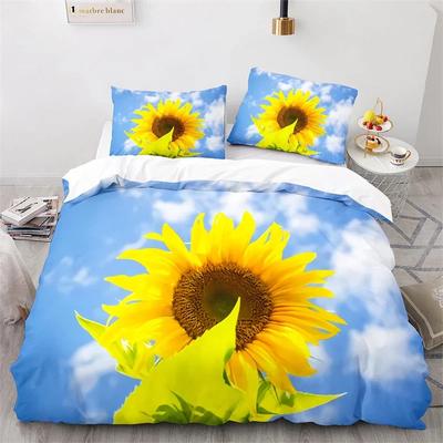 Sunflower Duvet Cover Microfiber Rustic Floral Comforter Cover Nature Theme Yellow Blossom Bedding Set Twin King For Kids Adults
