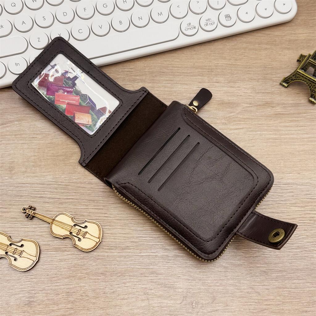Vintage Men's Wallet PU Leather Short Purse Hasp Zipper Clutch Wallets High Quality Durable Convenient Gifts for Men Money Bag