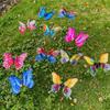 5pcs Large Garden Yard Planter Butterfly Double Layered Colorful Grounding Decoration Waterproof 3D Butterfly Stakes Butterfly