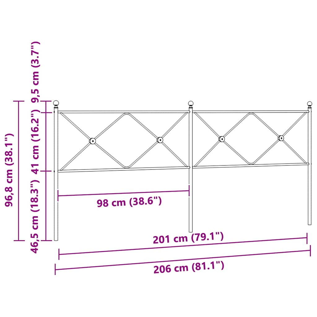 Vidaxl Metalowe Wezgłowie, Czarne, 200 Cm