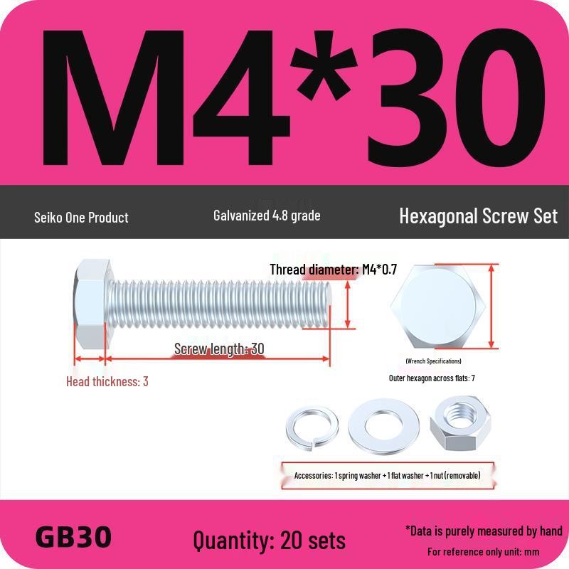 Galvanized Hex Head Bolt & Nut Set - Grade 4.8, Sizes M4 To M30