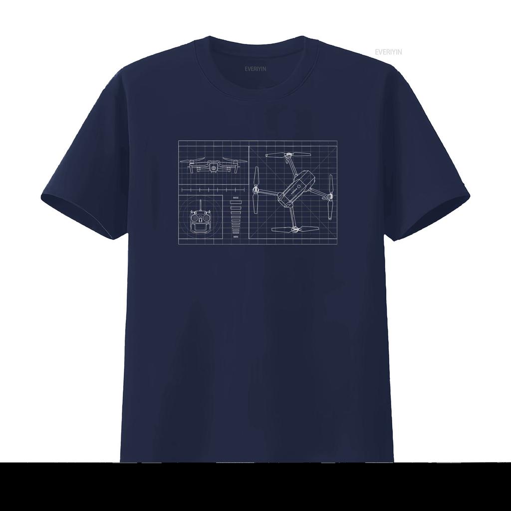 Drone Blueprint Design 100 Cotton T Shirt for Men and Women Vintage Washed Soft Streetwear Designer Clothes Stylish Slightly