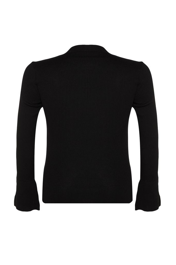 Women's Style Plus Size Black Turtleneck Plain Bodycone Polyelite Knitwear Plus Size Blouse
