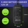 Qoltec Fast Charger for Electric Scooter Bike 36V | 42V | 2A | 5.5*2.1 | Waterproof + Power Cable