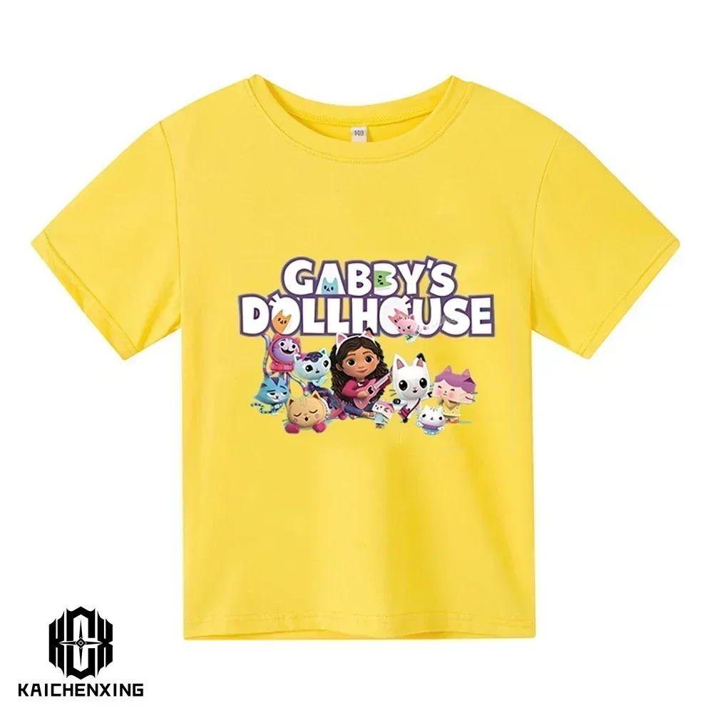 Cute Gabbys Doll House Cartoon Kids T-Shirts 2026 Summer Short Sleeve Children Tops for Girls And Baby Boys Funny Clothing