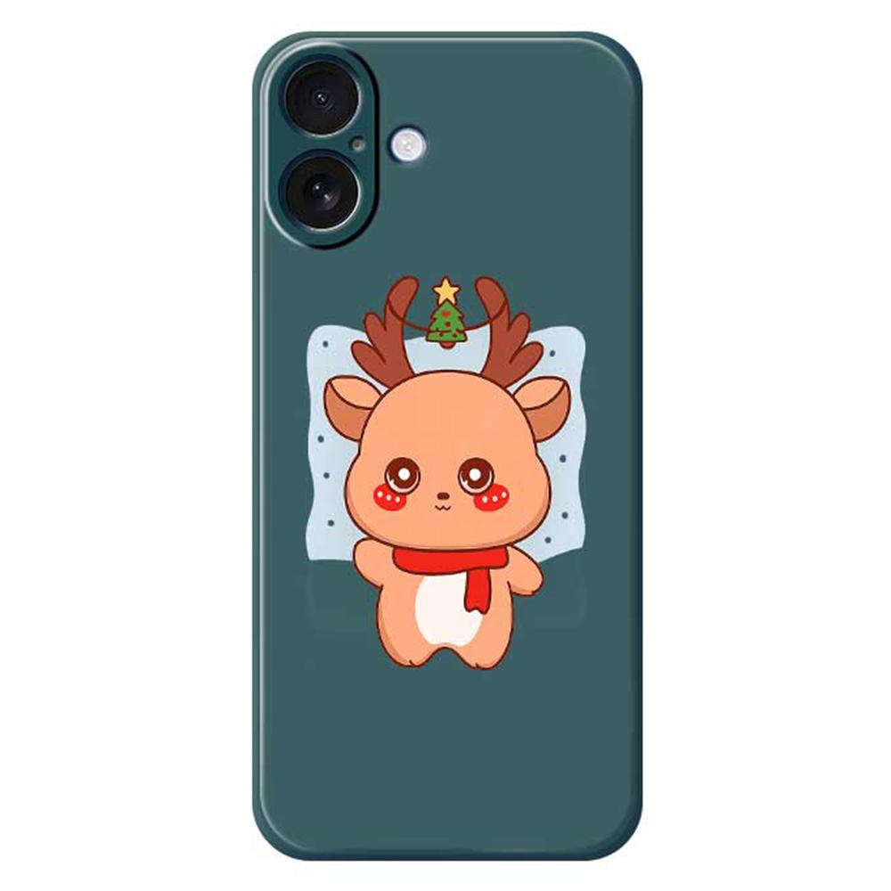 For iPhone 17 Case Cartoon Deer Pattern Printing Straight Edge TPU Phone Back Cover
