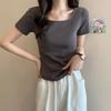 Summer 2025 Women's Slimming Round Neck Irregular Hem Trendy T-shirt