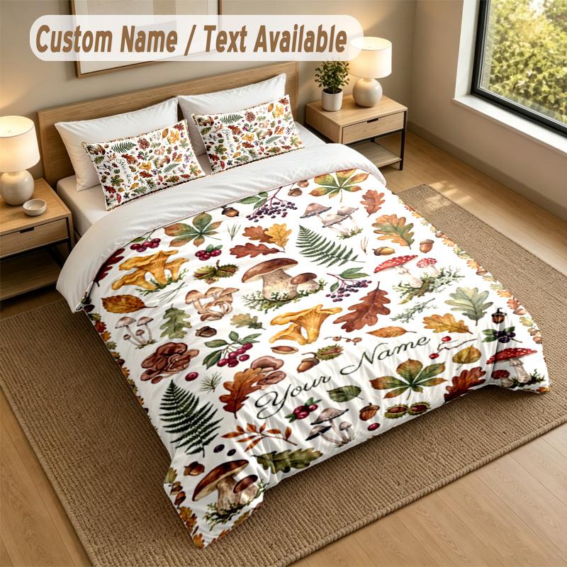 Autumn Harvest Theme Personalized 3Pcs Bedding Set Custom Text & Name 1 Sheet 2 Pillowcases Household Bedding 1pc