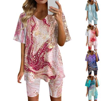 Loungewear feminino duas peças roupas para mulheres verão com decote em v camiseta topos shorts treino esportes agasalho