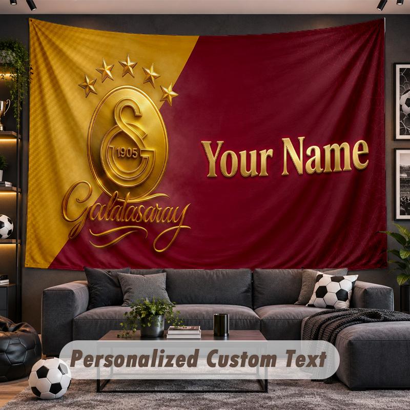 Galatasaray FC Personalized Tapestry Support Custom Name, Wall Art Home Decoration