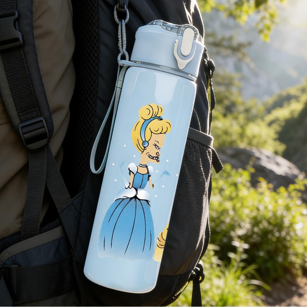 1PC Vintage Royal Princess Cartoon Lady Print 750ml Portable Sports Water Bottle Leakproof Gym Outdoor Travel Drink Cup