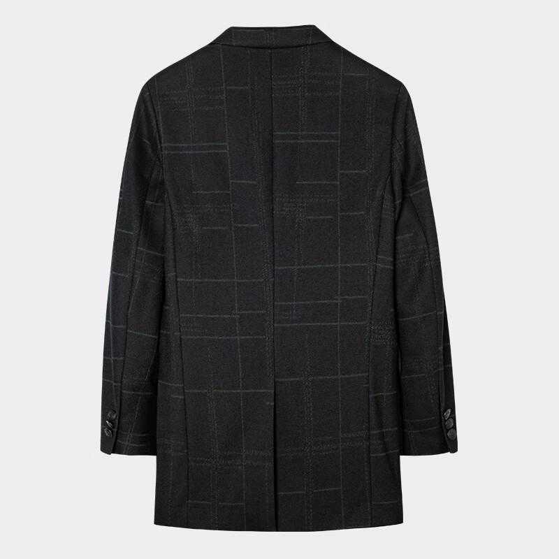 Caizi Men's Mid-length Plaid Wool Blend Overcoat