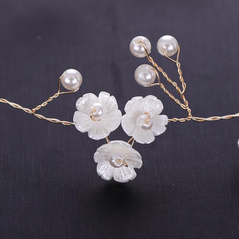 Trendy Pearl Flower Hair Band Headdress Bride Headdress Princess Hair Band Wedding Tiara Gold Headdress Bride Hair Accessories
