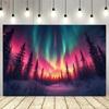 Psychedelic Starry Sky Aurora Landscape Tapestry Wall Hanging - Unique Background Poster for Home Dormitory Decoration Fabric Mu