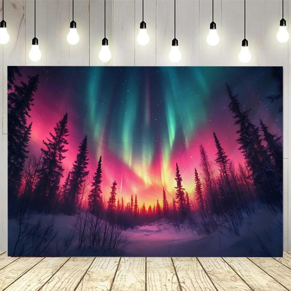 Psychedelic Starry Sky Aurora Landscape Tapestry Wall Hanging - Unique Background Poster for Home Dormitory Decoration Fabric Mu