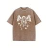 Retro Washed Pattern High-quality Cotton Men's T-shirt - Loose Fit Short Sleeved Round Neck Top