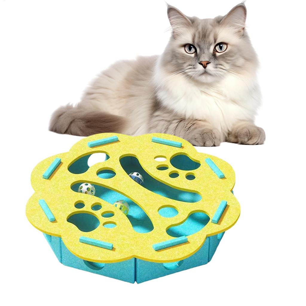 Interactive Puzzle Toys for Cats with Scratching Board, Mental Stimulation Toy for Indoor Kittens and Small Breeds