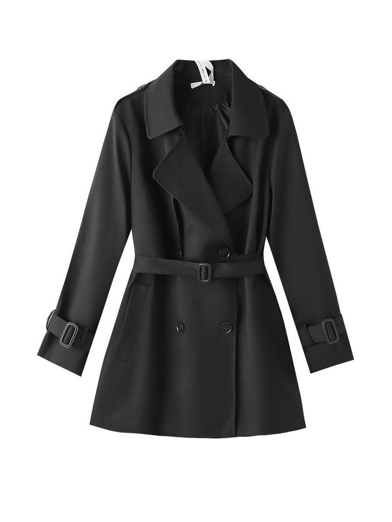 Plus Size British Style Mid-Length Trench Coat for Women, Waist-Cinched for a High-End Feel, Fits 130-350 lbs, Spring to Winter Fashion.