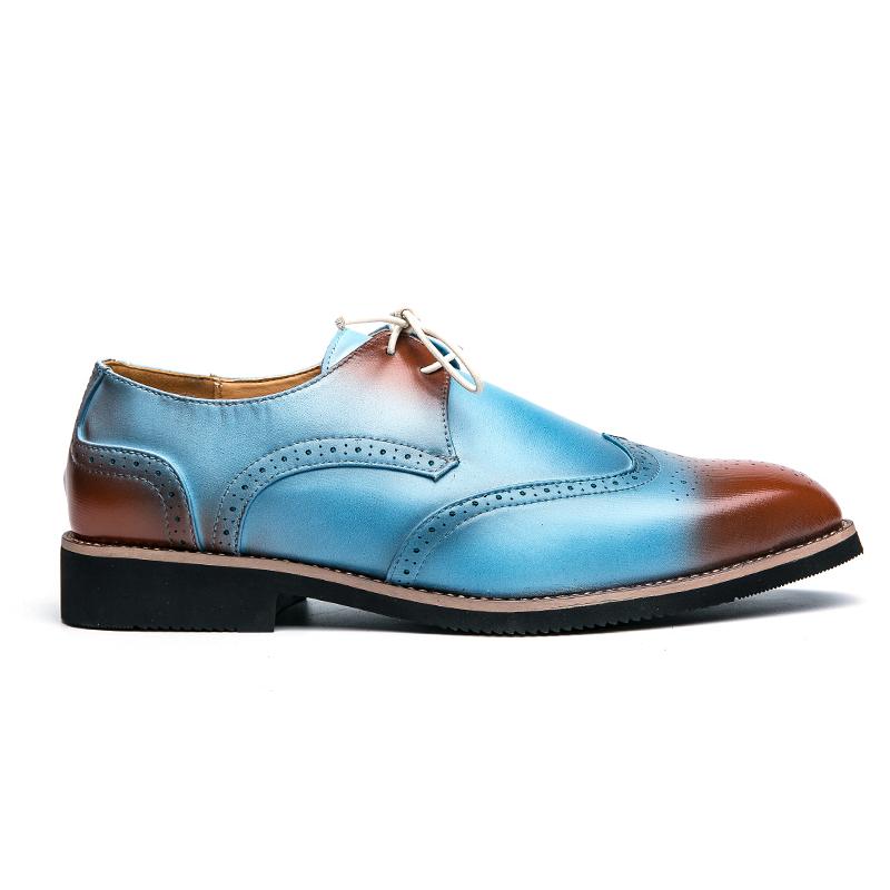 

Fashionable and trendy gradient color brogue dress shoe pointed lace-up leather Oxford shoes formal business wedding party shoes 48