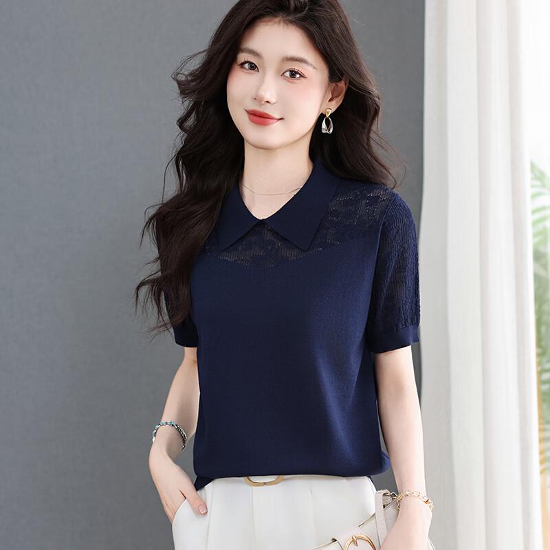 Hengyuanxiang Women's Summer Knit Short Sleeve T-Shirt