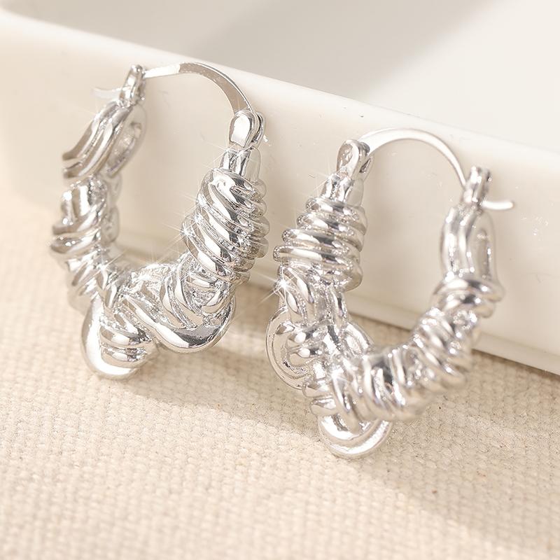 

Витончені золотисті та сріблясті сережки-кільця вигнутої форми для жінок Вишукані аксесуари для вечірки та на кожен день Вироби ручної роботи Подарунок