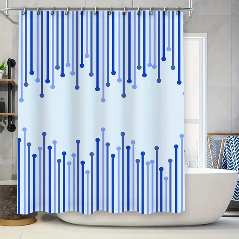 

Blue Striped Shower Curtain Modern Design Bathroom Decor Waterproof Fabric Home Decoration Supplies Accessories W60H190(CM)-1 Pcs
