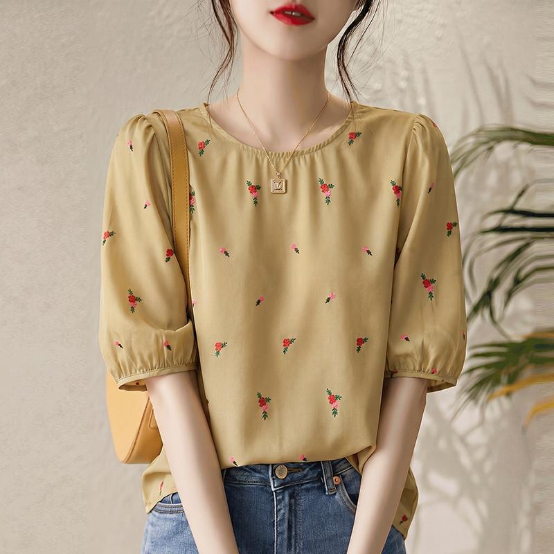 ZANZEA Lässige Bluse mit Rundhalsausschnitt und halblangen Ärmeln für Damen