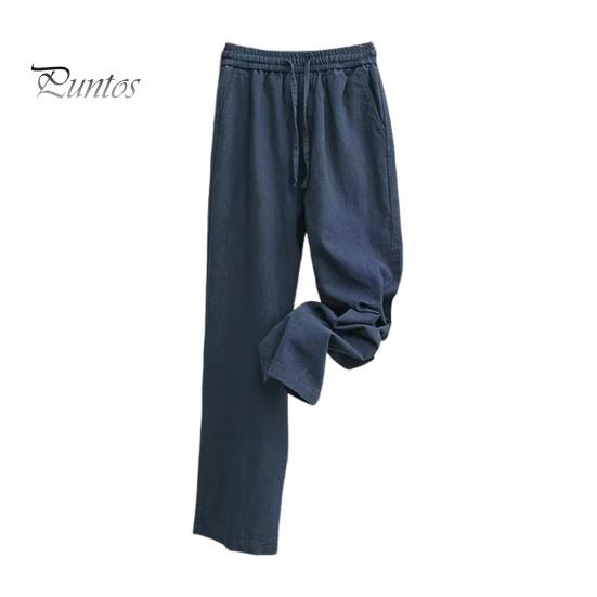 

Мужские льняные брюки свободного покроя, прямые брюки с завязками на шнурке, широкие брюки для гольфа, летняя одежда для отпуска, путешествий, работы, повседневной жизни M темно-синий