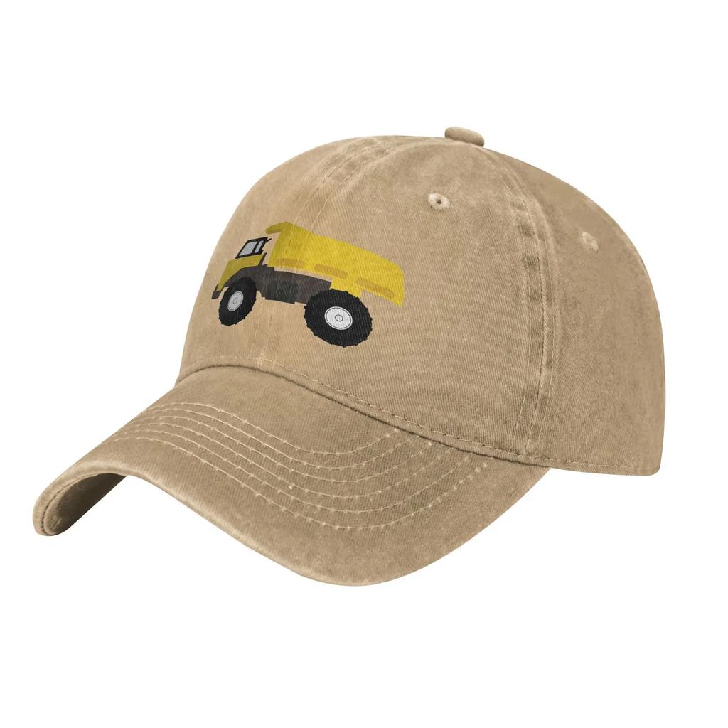 Vintage Yellow Construction Truck Baseball Cap Unisex Style Distressed Washed Headwear Outdoor Running Golf Gift Hats Cap