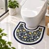 Floral Pattern Toilet U-shaped Mat Absorbent Bath Mat Practical Bathroom Floor Rug  Household
