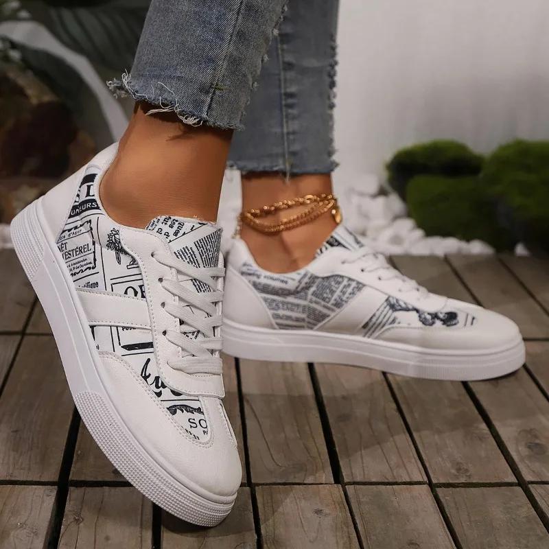 fashion Spring and Autumn Fashion Women's Sports Shoes Casual Color Matching Low-top Round Toe Lace-up Couple Style Vulcanized Shoes
