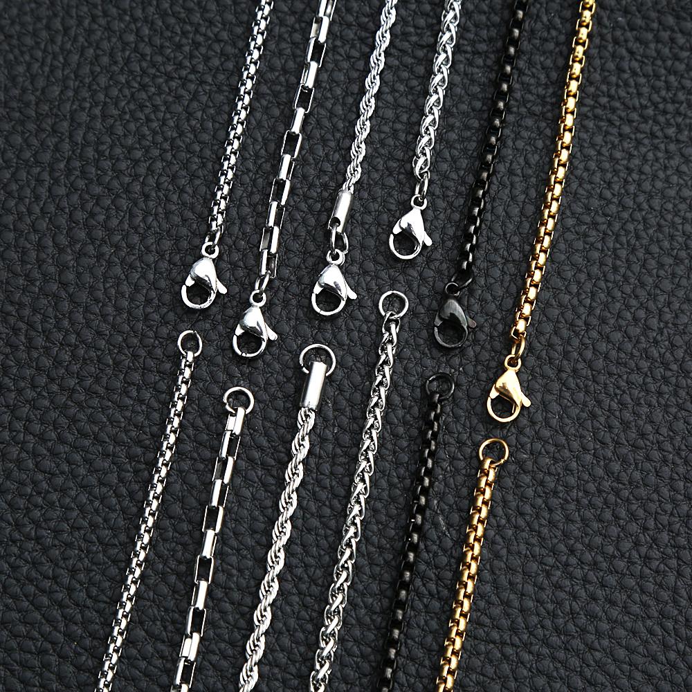 3mm Rolo Link Chain 316L Stainless Steel Necklace Gold/Steel Color 60CM Long Chain Lobster Clasp Necklace For Men Women Gifts