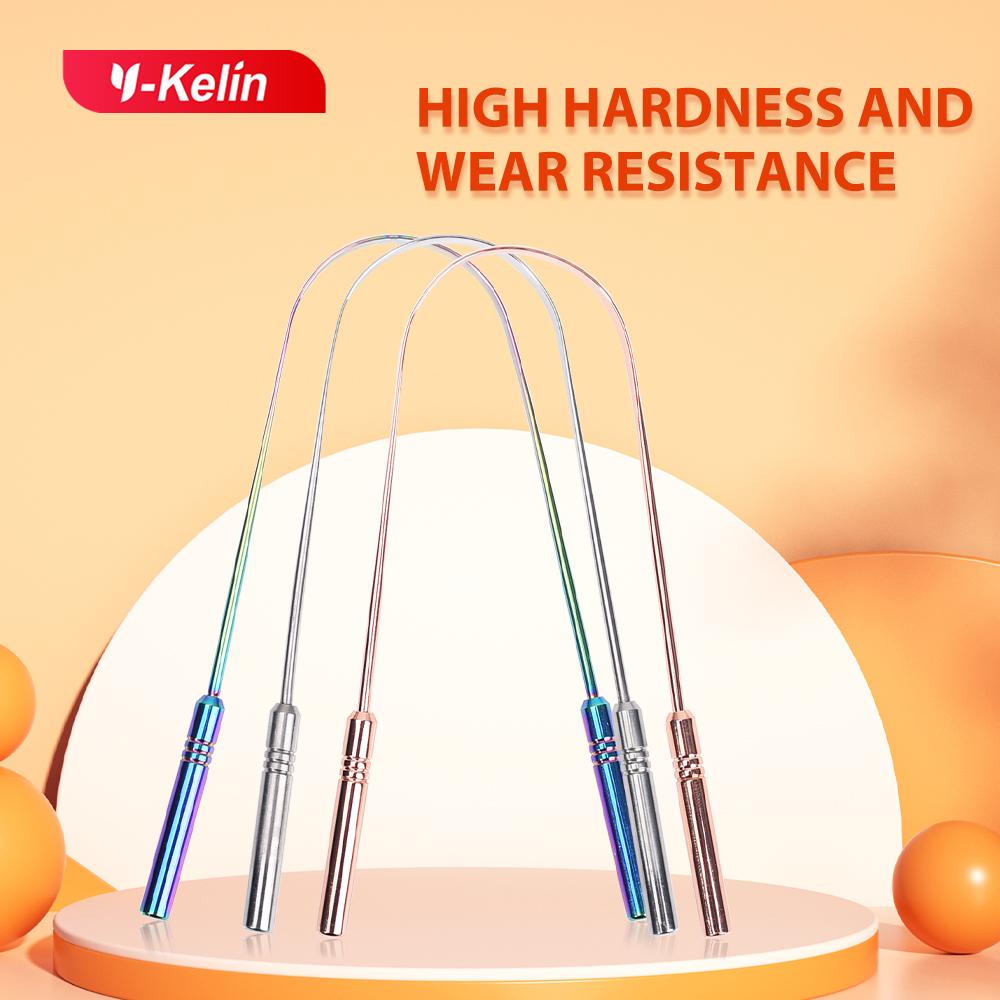 Wucifang Shoes Rose Gold Y-Kelin Stainless Steel Tongue Scraper 3 Colors Coated Toothbrush For Fresh Breath Oral Hygiene Cleaning