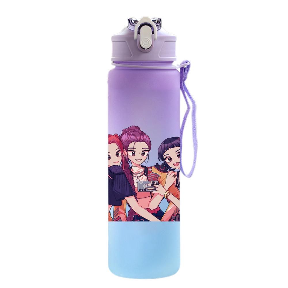 750Ml Water Bottle Cartoon K-Pop Demon Hunters Printed Large Capacity Drinking Cup Portable Outdoor Sports Water Cup Children Kid Gift