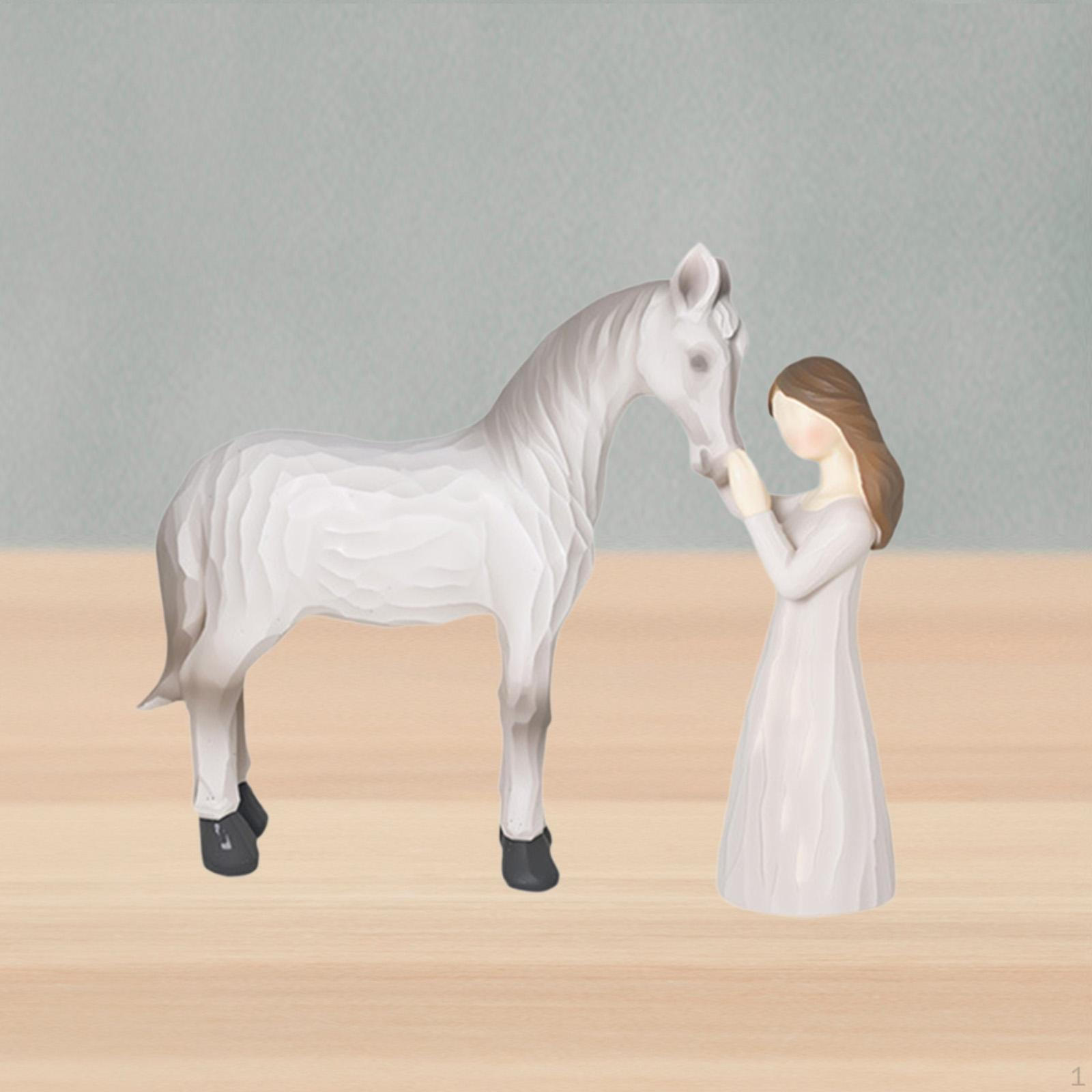 

Фигурка девушки и лошади, декоративная часть для домашнего декора белый