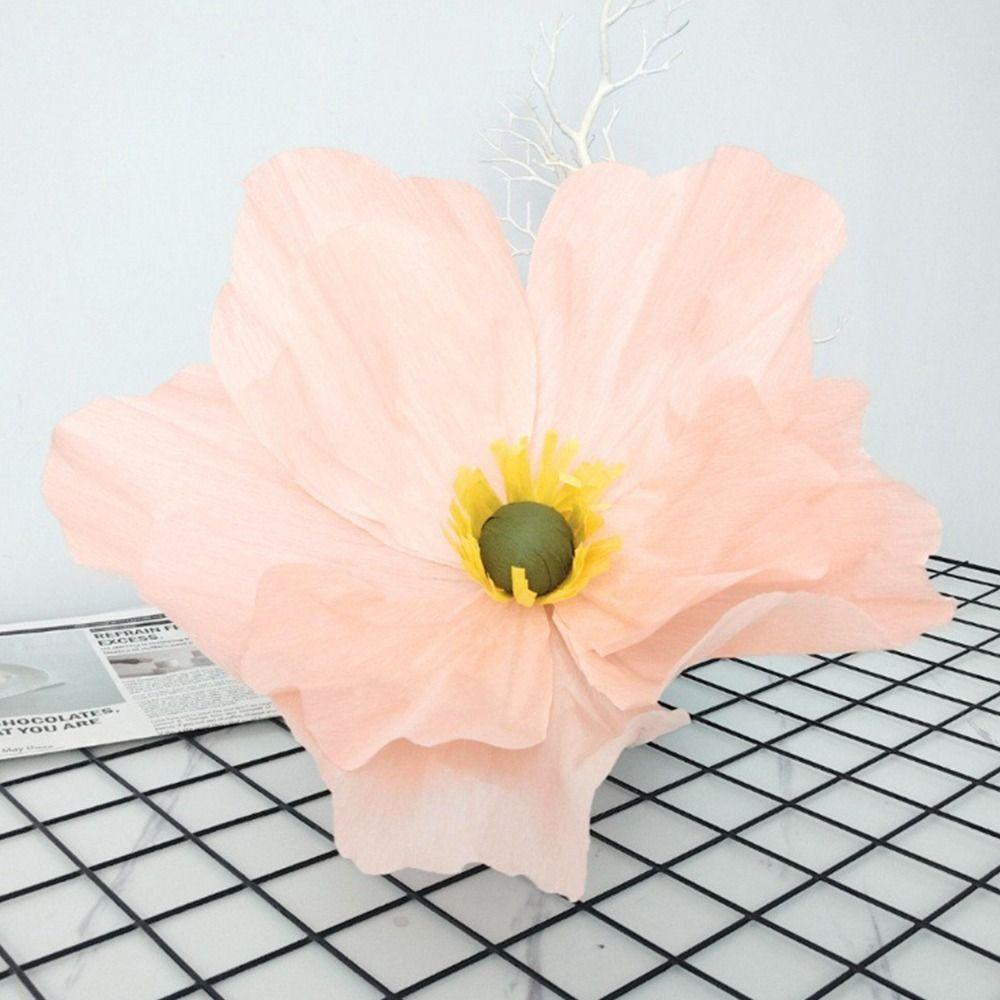 NEW 50/60CM DIY Wrinkle Paper Flowers PE Foam Large Size Handmade Flowers Rose Branch 40cm Length 3D Flowers Garden