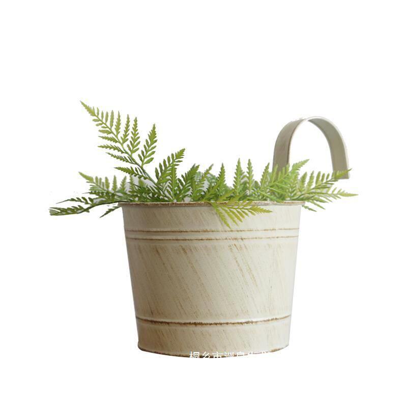 Thickened Iron Hanging Flower Pot with Hook - Japanese Zakka Style for Balcony Display