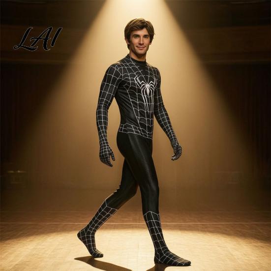 Full Body Costume Spider Hero Bodysuit with Mask Coverage Zentai for Boys Mask Kids Adults Stretchy Cosplay Outfit Fancy Dress Halloween Masquerade