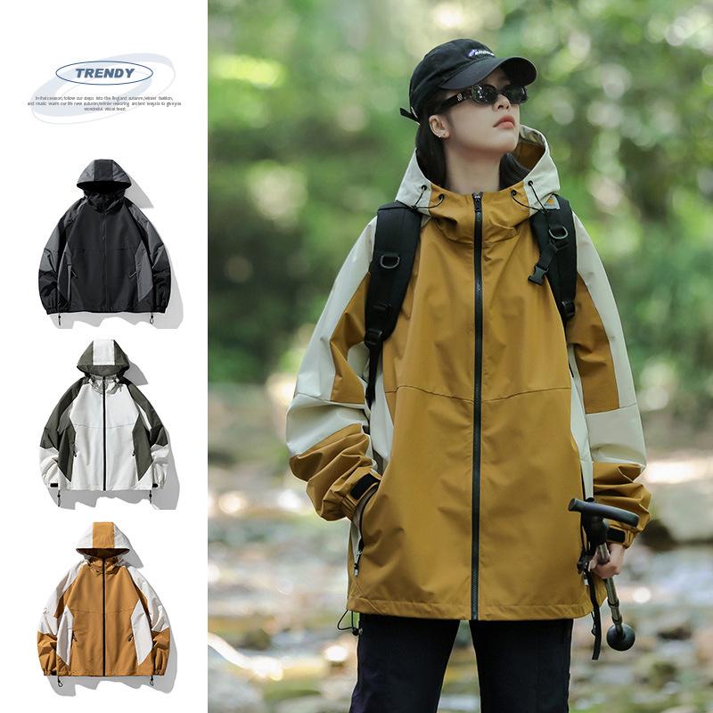 

Мужская и женская водонепроницаемая ветровка в гонконгском стиле - с капюшоном, теплая, ветрозащитная куртка для активного отдыха, для кемпинга и альпинизма. S хаки