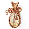 Natural Coral Pendant 89.7 Ct Fossil Copper Wire Wrapped Oval Shape Gemstone Jewelry Gift