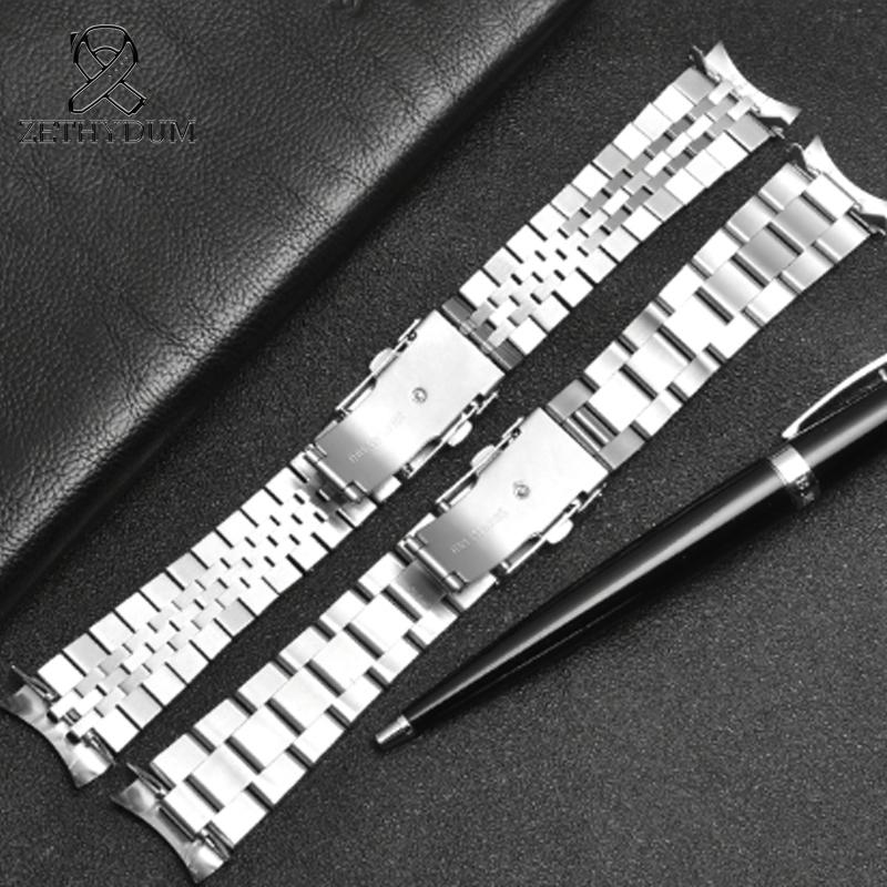 20MM 22MM Para SEIKO SKX007/009 SKX173/175 reloj plateado para hombre pulsera de reloj de acero inoxidable Hebilla plegable para reloj Correa + Herramienta