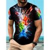 T-shirt da uomo a maniche corte con girocollo, stampa a schizzi di vernice colorata, ad asciugatura rapida, leggera, vestibilità ampia, per sport all'aperto e casual da strada